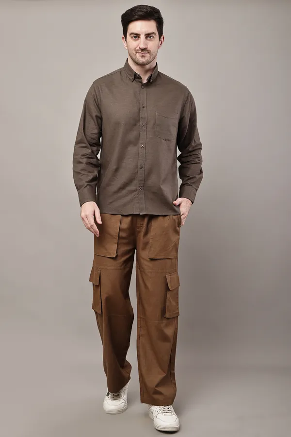 Brown_Premium_Linen_Slim_Fit_Casual_Shirt_For_Men