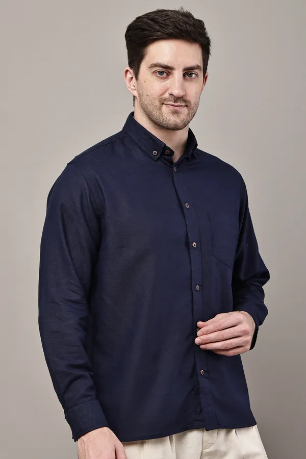Navy_Blue_Premium_Linen_Button-Down_Shirt_For_Men