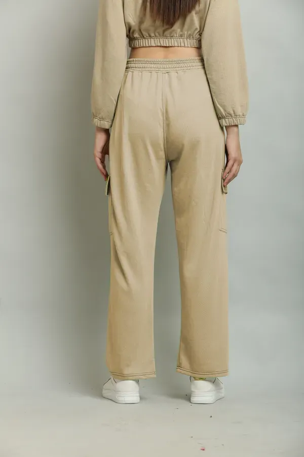 Beige_Premium_Cotton_And_Polyester_Cargo_Pants_For_Women