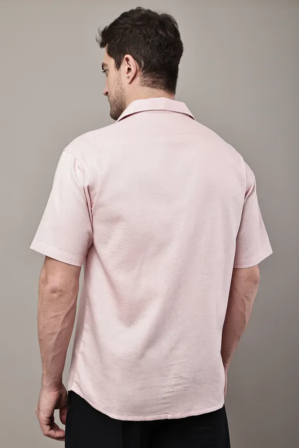Pink_Premium_Linen_Short_Sleeve_Shirt_For_Men