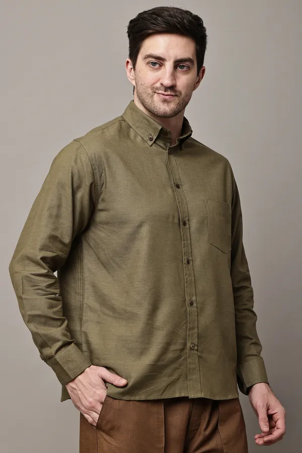 Olive_Green_Premium_Linen_Full_Sleeve_Shirt_For_Men