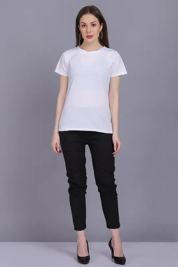 White_Premium_Cotton_And_Polyester_T-Shirt_For_Women