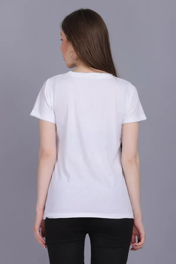 White_Premium_Cotton_And_Polyester_T-Shirt_For_Women