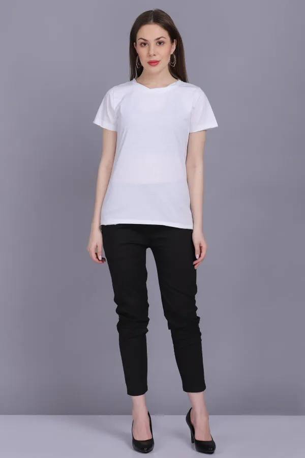 White_Premium_Cotton_And_Polyester_T-Shirt_For_Women
