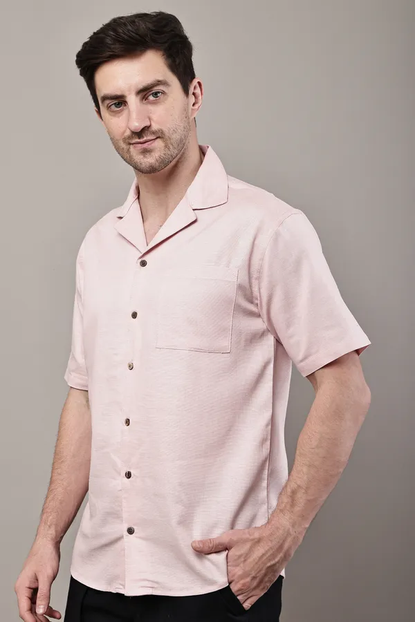 Pink_Premium_Linen_Short_Sleeve_Shirt_For_Men