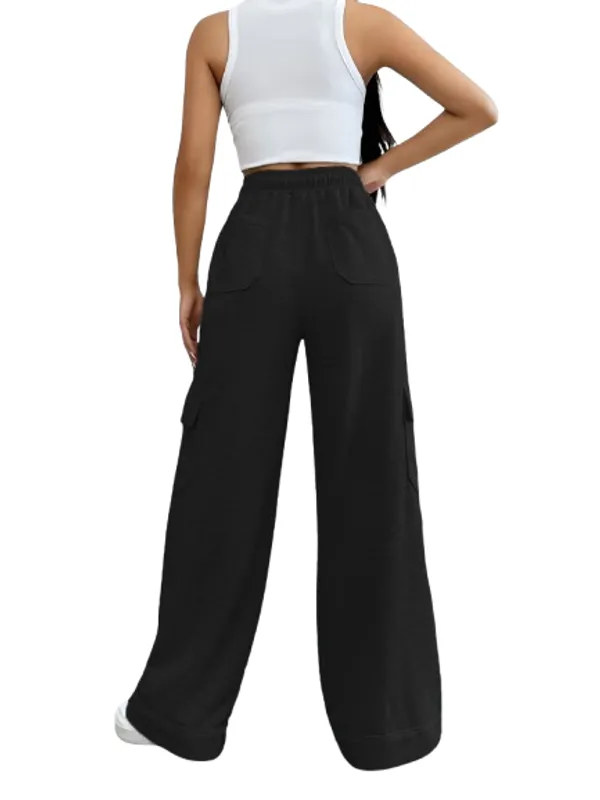 Black_Premium_Cotton_French_Terry_Wide_Leg_Pants_For_Women