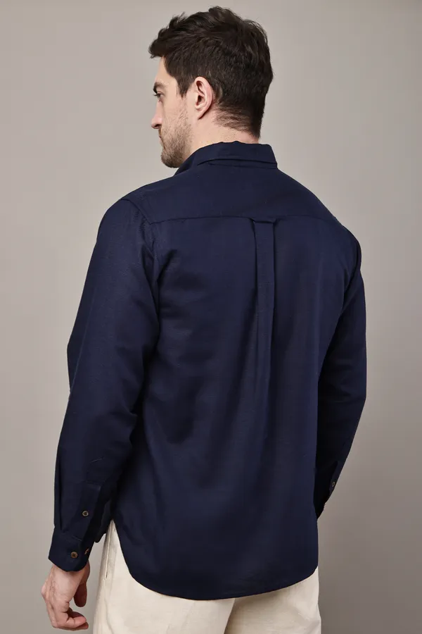Navy_Blue_Premium_Linen_Button-Down_Shirt_For_Men