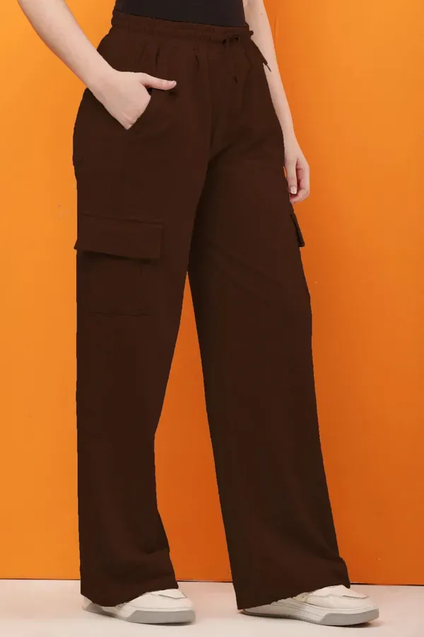 Brown_Premium_Cotton_French_Terry_Cargo_Pants_For_Women
