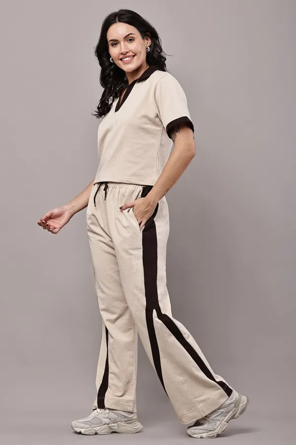 Beige_Cotton_Collared_Contrast_Trim_Co-ord_Set_for_Women