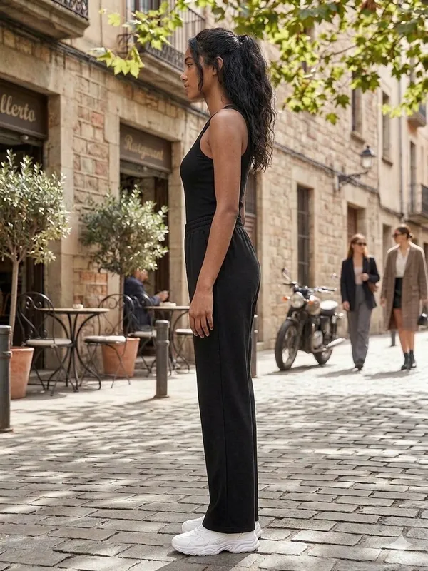 Black_Premium_Cotton_French_Terry_Wide_Leg_Drawstring_Pants_For_Women