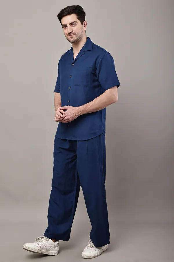 Navy_Blue_Premium_Linen_Shirt_And_Pant_Night_Suit_Set_For_Men