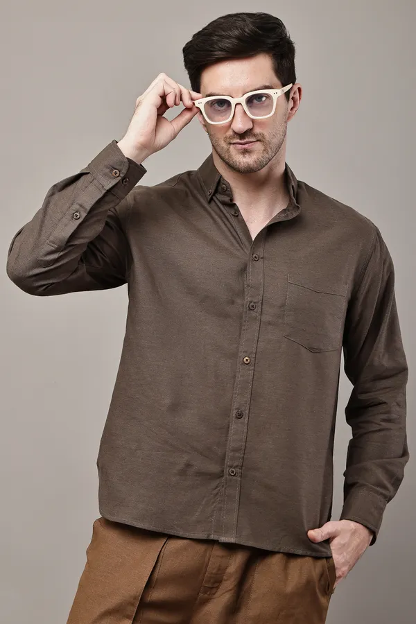 Brown_Premium_Linen_Slim_Fit_Casual_Shirt_For_Men