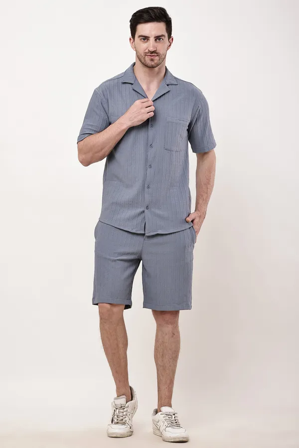 Grey_Premium_Texture_Polyester_Shirt_And_Shorts_Lounge_Set_For_Men
