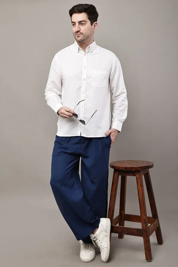 White_Premium_Linen_Button-Down_Shirt_For_Men