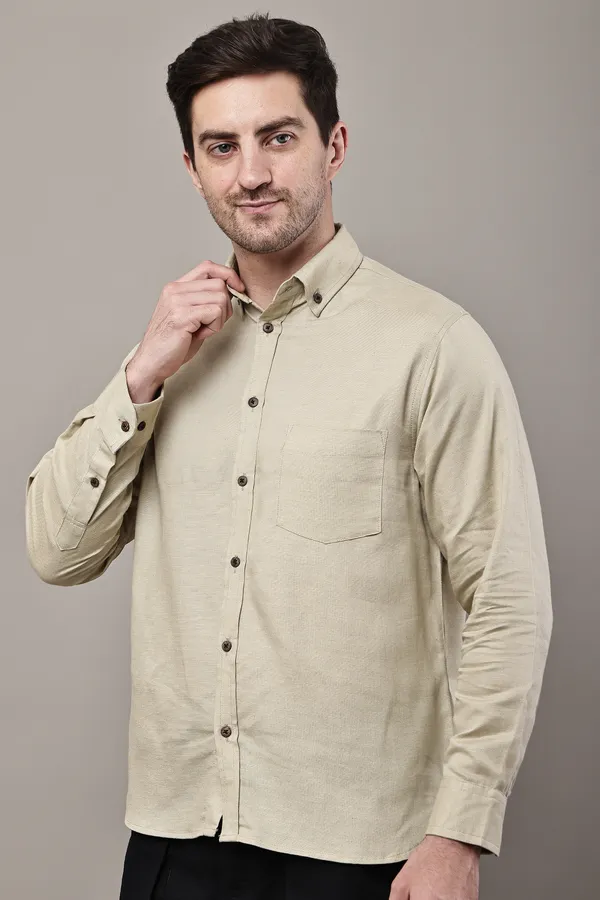 Beige_Premium_Linen_Button-Down_Collar_Shirt_For_Men