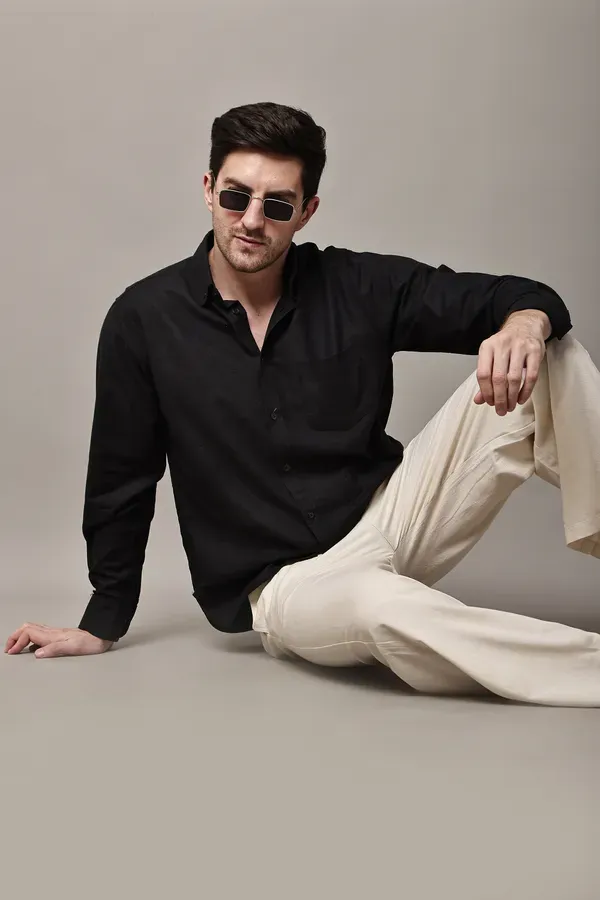 Black_Premium_Linen_Shirt_For_Men