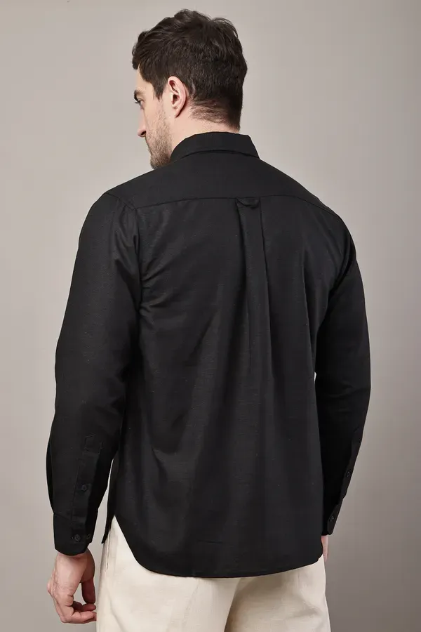 Black_Premium_Linen_Shirt_For_Men