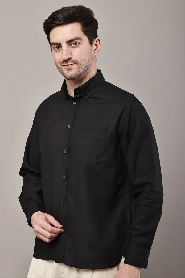Black_Premium_Linen_Shirt_For_Men