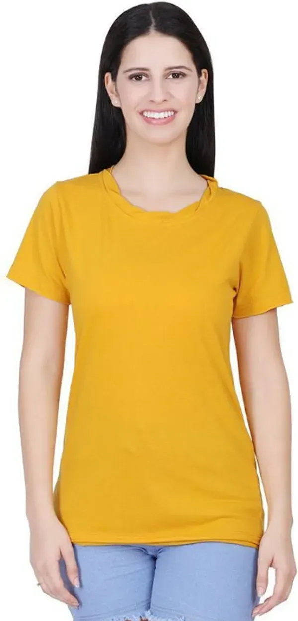 Yellow_Premium_Cotton_And_Polyester_T-Shirt_For_Women