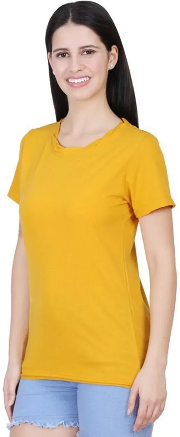 Yellow_Premium_Cotton_And_Polyester_T-Shirt_For_Women