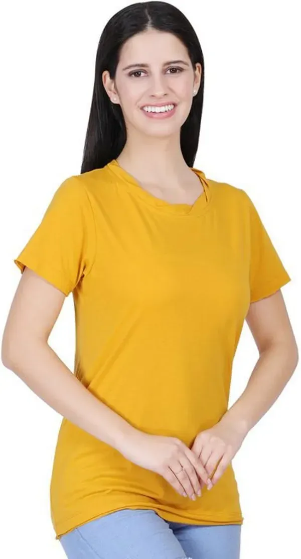 Yellow_Premium_Cotton_And_Polyester_T-Shirt_For_Women