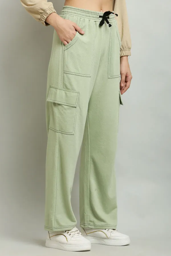 Light_Green_Premium_Cotton_And_Polyester_Cargo_Pants_For_Women