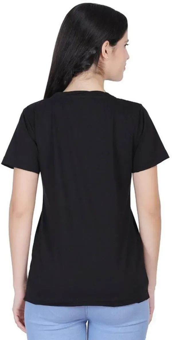 Black_Premium_Cotton_And_Polyester_T-Shirt_For_Women