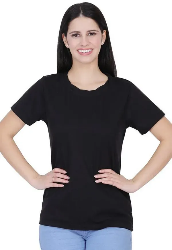 Black_Premium_Cotton_And_Polyester_T-Shirt_For_Women