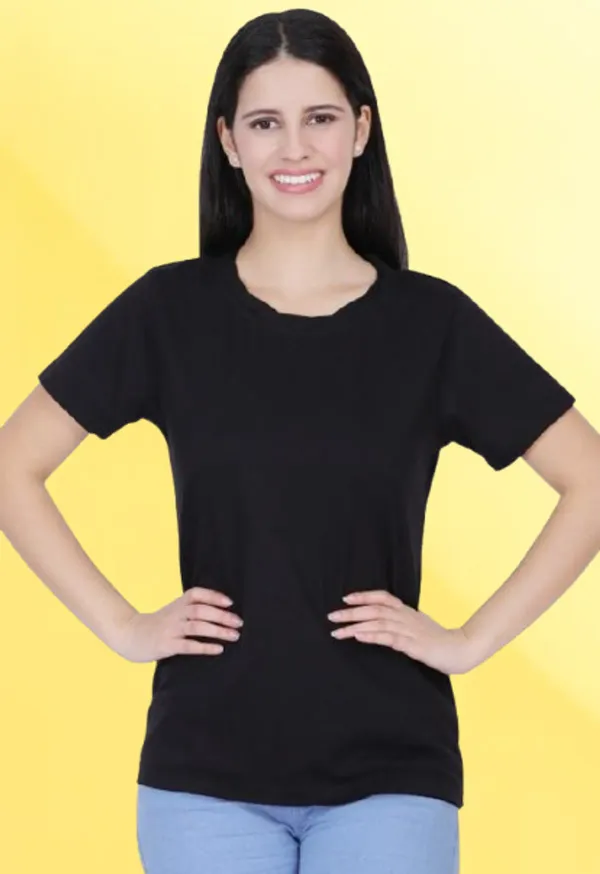Black_Premium_Cotton_And_Polyester_T-Shirt_For_Women