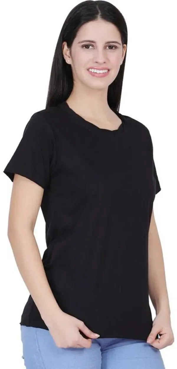 Black_Premium_Cotton_And_Polyester_T-Shirt_For_Women