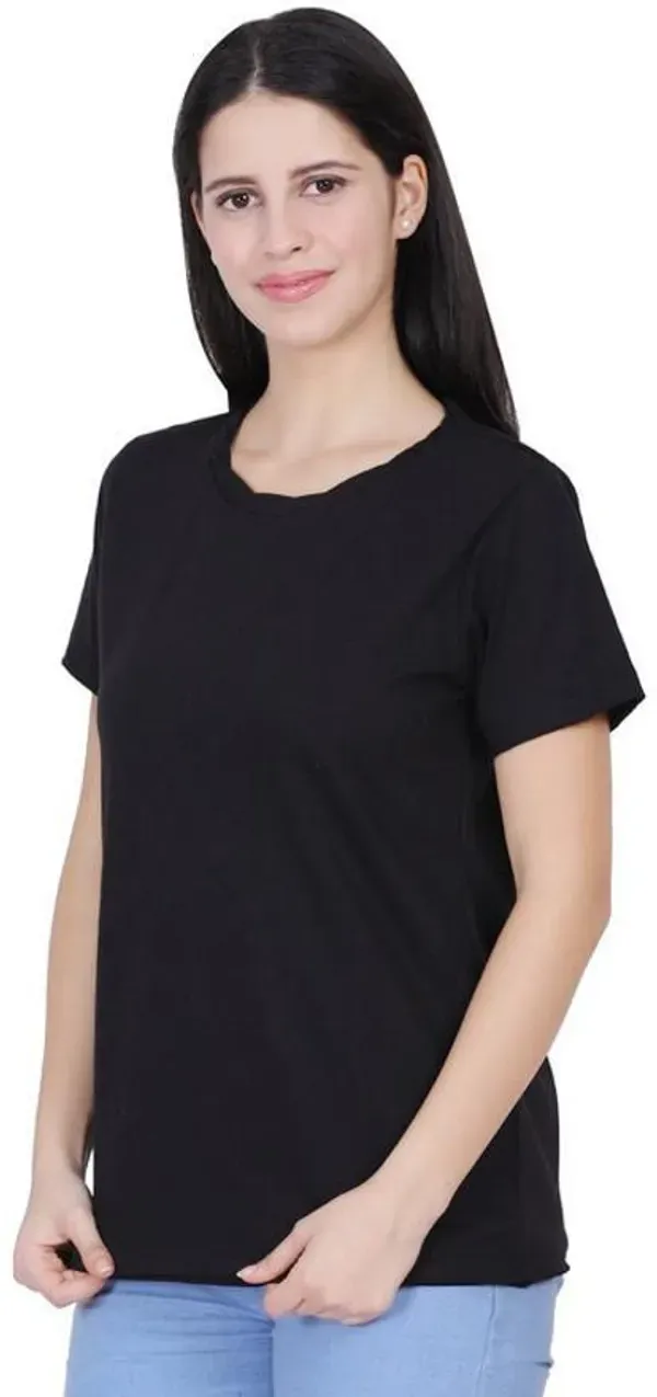 Black_Premium_Cotton_And_Polyester_T-Shirt_For_Women