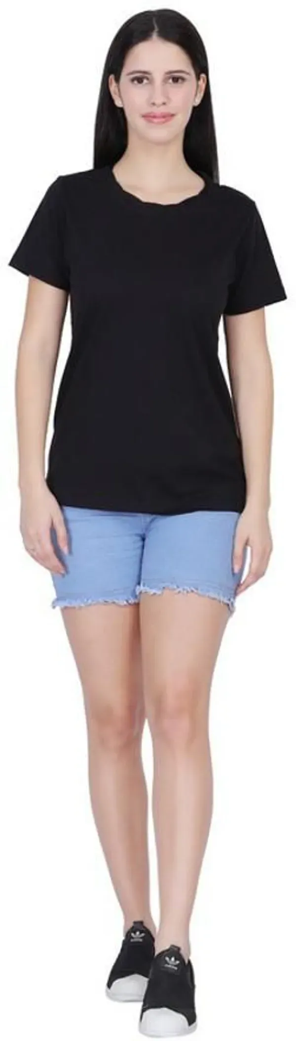 Black_Premium_Cotton_And_Polyester_T-Shirt_For_Women