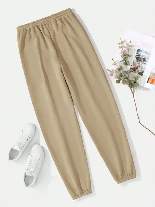 Beige_Premium_Cotton_And_Polyester_Joggers_For_Women
