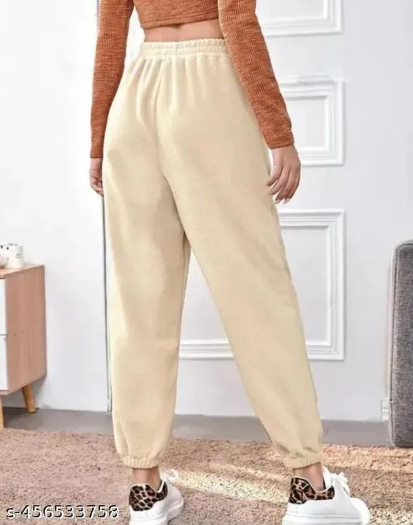 Beige_Premium_Cotton_And_Polyester_Joggers_For_Women