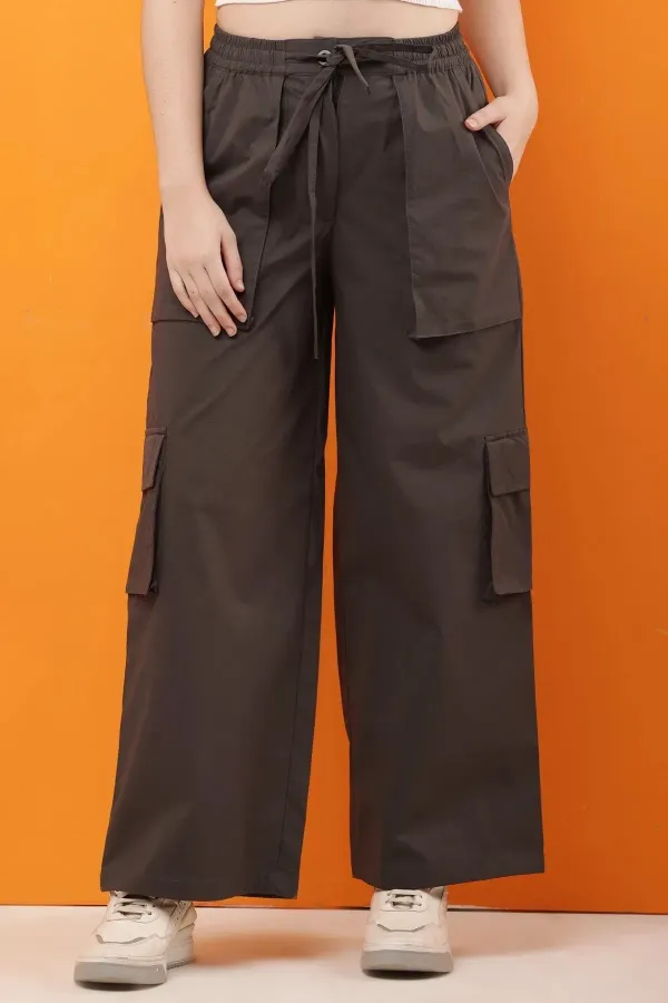 Brown_Premium_Cotton_And_Polyester_Cargo_Pants_For_Women