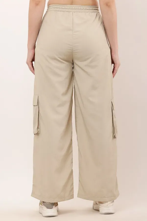 Beige_Premium_Cotton_And_Polyester_Cargo_Pants_For_Women