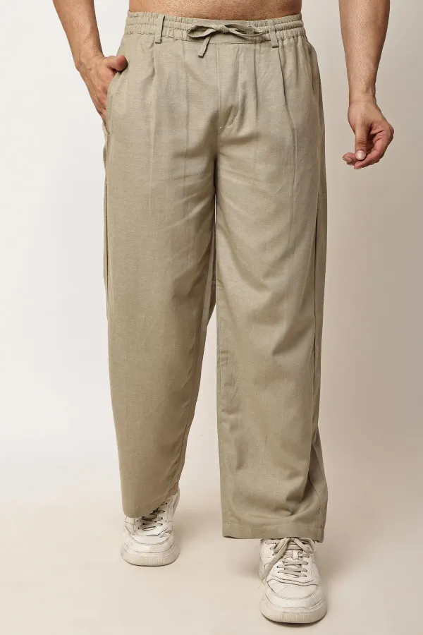 Dark_Beige_Premium_Linen_And_Cotton_Casual_Trousers_For_Men