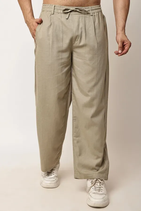 Dark_Beige_Premium_Linen_And_Cotton_Casual_Trousers_For_Men