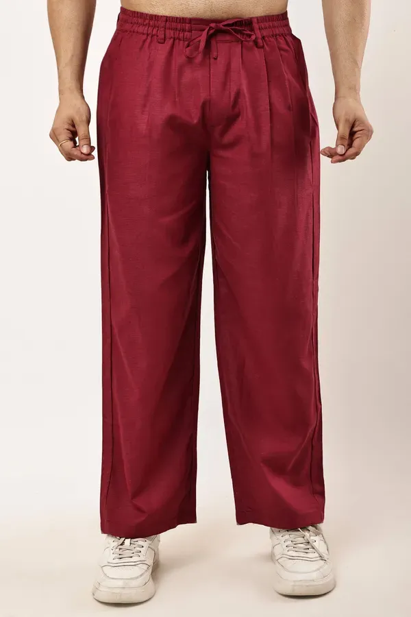 Maroon_Premium_Linen_And_Cotton_Casual_Trousers_For_Men