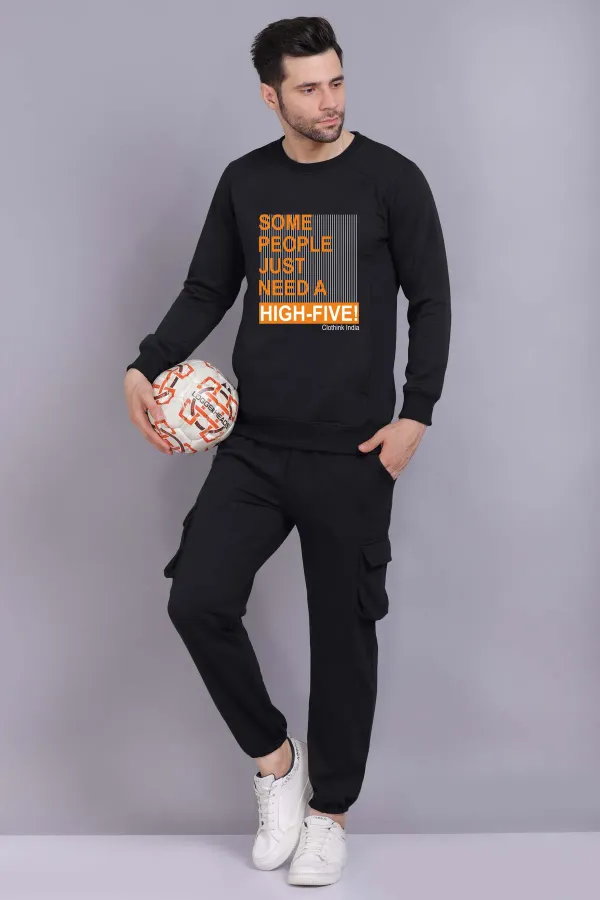 Black_Premium_Fleece_Sweatshirt_And_Cargo_Pants_Set_For_Men