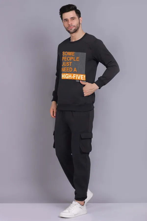 Black_Premium_Fleece_Sweatshirt_And_Cargo_Pants_Set_For_Men