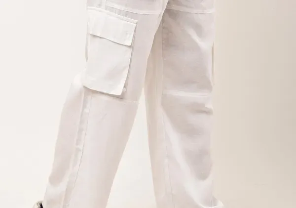 White_Premium_Linen_Cargo_Pants_For_Men