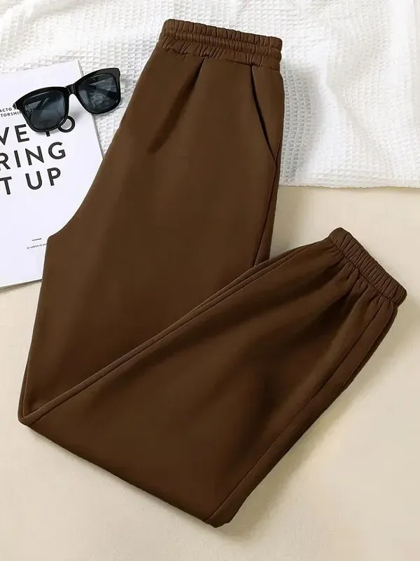 Brown_Premium_Cotton_And_Polyester_Joggers_For_Women