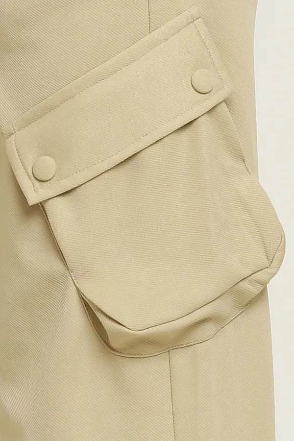 Beige_Premium_Lycra_And_Polyester_Cargo_Pants_For_Women