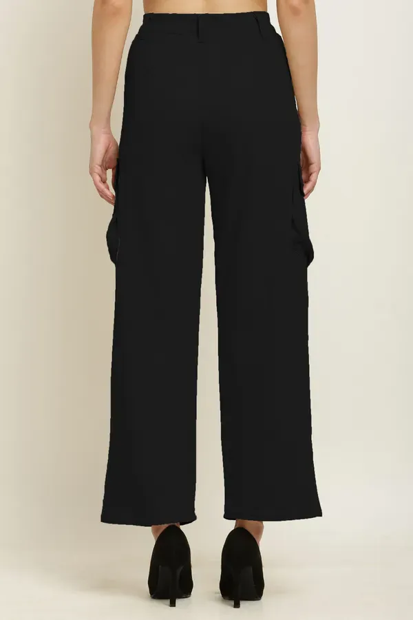 Black_Premium_Cotton_And_Polyester_Cargo_Pants_For_Women