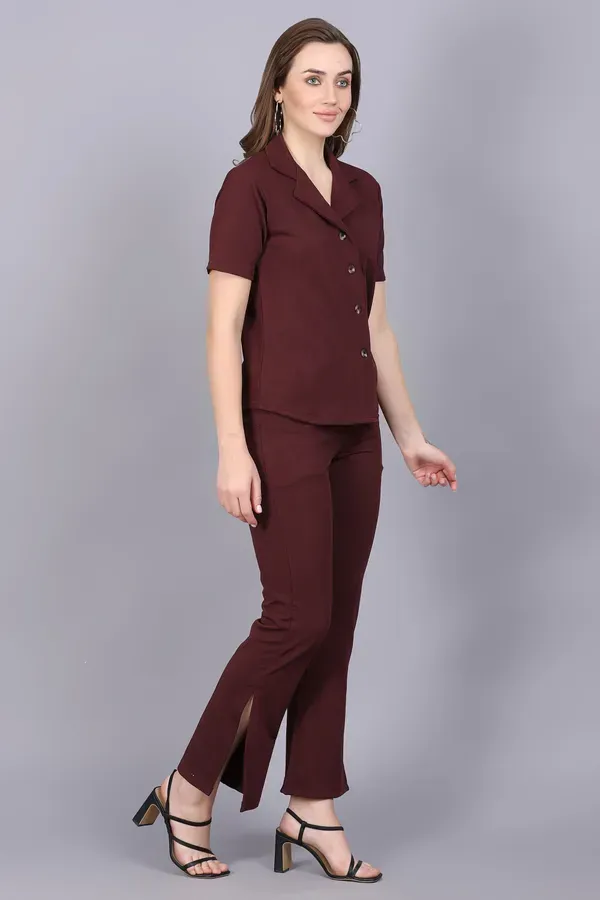 Maroon_Premium_Cotton_Twill_Co-Ord_Set_For_Women
