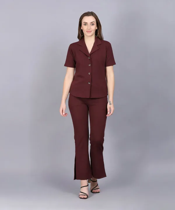 Maroon_Premium_Cotton_Twill_Co-Ord_Set_For_Women