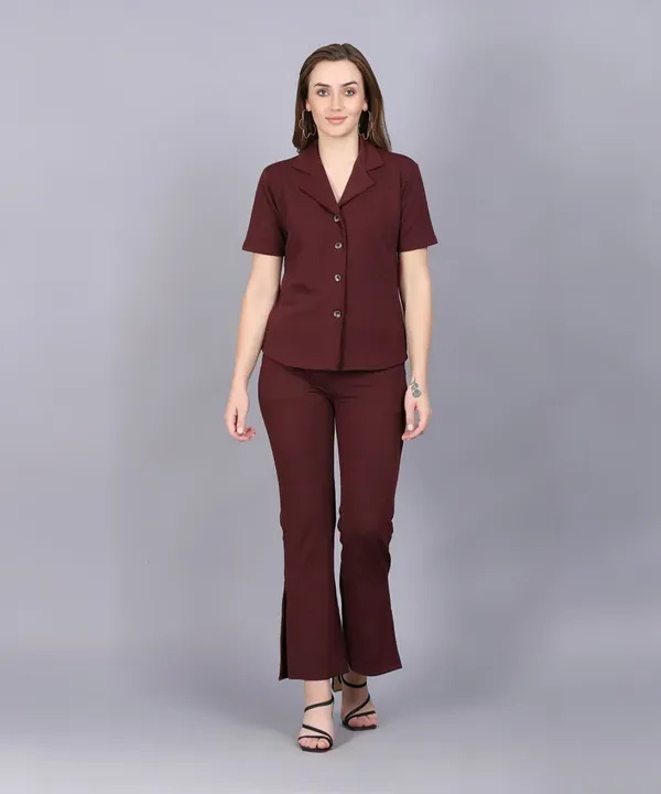 Maroon_Premium_Cotton_Twill_Co-Ord_Set_For_Women
