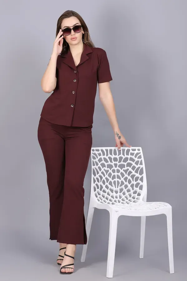 Maroon_Premium_Cotton_Twill_Co-Ord_Set_For_Women