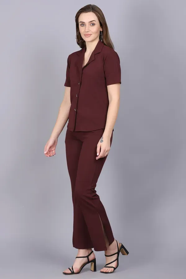 Maroon_Premium_Cotton_Twill_Co-Ord_Set_For_Women